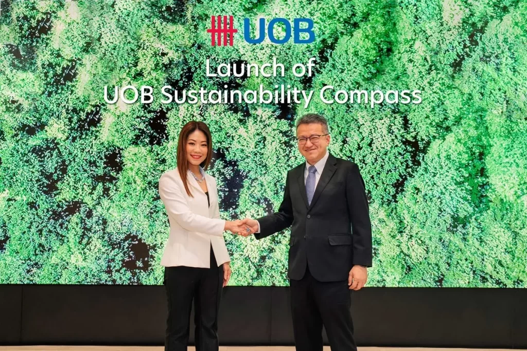 UOB Malaysia CEO Ng Wei Wei (left) and Deputy Minister of Investment, Trade and Industry Liew Chin Tong at the launch of the Jom Transform — Sustainability Accelerator Programme on Wednesday. (Photo by UOB Malaysia)